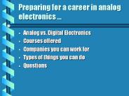 Preparing for a career in analog electronics