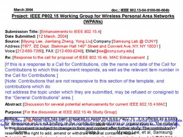 IEEE 802'15 subject