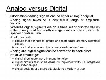Analog versus Digital