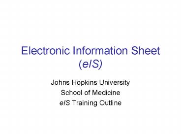Electronic Information Sheet eIS