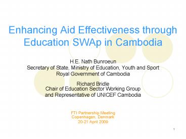 Enhancing Aid Effectiveness through Education SWAp in Cambodia