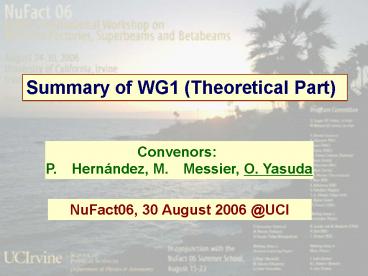 Summary of WG1 Theoretical Part