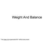 Weight And Balance