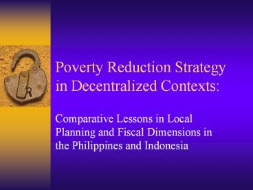 Poverty Reduction Strategy in Decentralized Contexts: