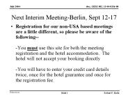 Next Interim Meeting-Berlin, Sept 12-17
