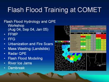 Flash Flood Training at COMET
