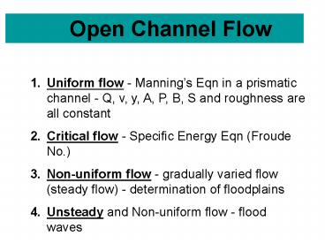 Open Channel Flow
