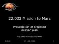 22.033 Mission to Mars PowerPoint PPT Presentation