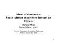 Abuse of dominance: South African experience through an EU lens PowerPoint PPT Presentation