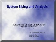 System Sizing and Analysis