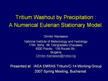 Tritium Washout by Precipitation :