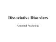 Dissociative Disorders PowerPoint PPT Presentation