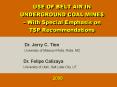 USE OF BELT AIR IN UNDERGROUND COAL MINES With Special Emphasis on TSP Recommendations PowerPoint PPT Presentation