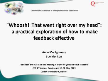 Whoosh That went right over my head: a practical exploration of how to make feedback effective