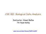 CSE 182: Biological Data Analysis