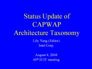 Status Update of CAPWAP Architecture Taxonomy