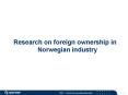 Research on foreign ownership in Norwegian industry PowerPoint PPT Presentation