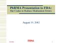 PhRMA Presentation to FDA: Bar Codes to Reduce Medication Errors PowerPoint PPT Presentation