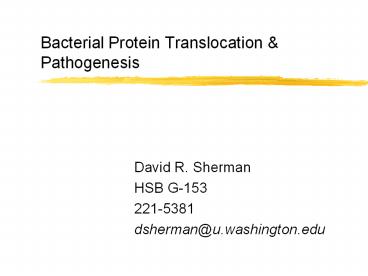 Bacterial Protein Translocation