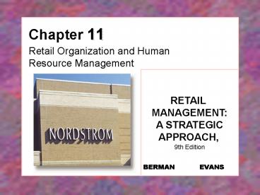 Retail Organization and Human Resource Management