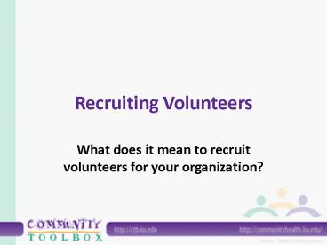Recruiting Volunteers