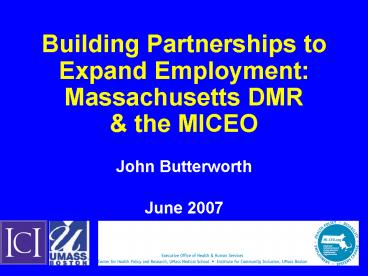 Building Partnerships to Expand Employment: Massachusetts DMR