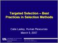 Targeted Selection Best Practices in Selection Methods PowerPoint PPT Presentation