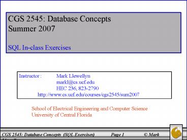 CGS 2545: Database Concepts