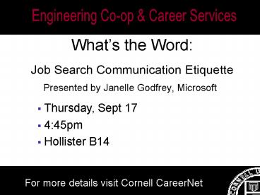 Whats the Word: Job Search Communication Etiquette