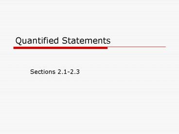 Quantified Statements