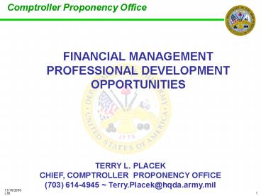 FINANCIAL MANAGEMENT PROFESSIONAL DEVELOPMENT OPPORTUNITIES