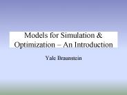 Models for Simulation