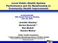 Local Public Health System Performance and Its Relationship to Community Health Improvement PowerPoint PPT Presentation