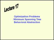 Optimization Problems Minimum Spanning Tree Behavioral Abstraction