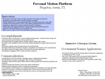 Personal Motion Platform Flogiston, Austin, TX