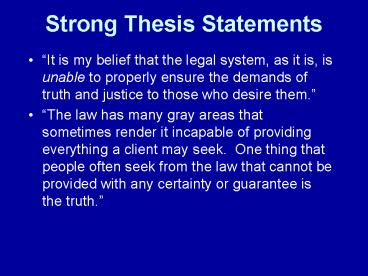 Strong Thesis Statements