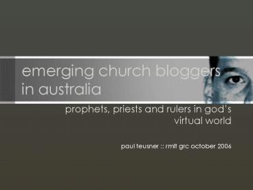 emerging church bloggers in australia