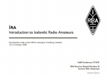 RA Introduction to Icelandic Radio Amateurs