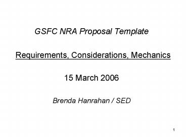 GSFC NRA Proposal Template