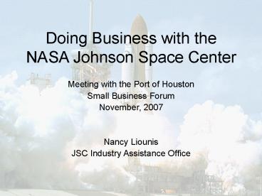Doing Business with the NASA Johnson Space Center