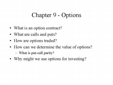 Chapter 9 Options