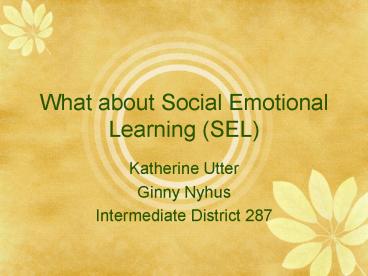 What about Social Emotional Learning SEL