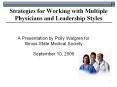 Strategies for Working with Multiple Physicians and Leadership Styles PowerPoint PPT Presentation