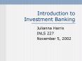 Introduction to Investment Banking PowerPoint PPT Presentation