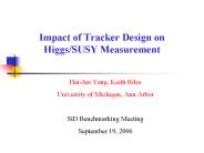 Impact of Tracker Design on Higgs/SUSY Measurement
