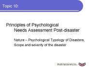 Principles of Psychological Needs Assessment Post-disaster