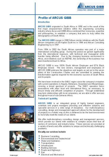 Profile of ARCUS GIBB