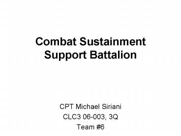 Combat Sustainment Support Battalion