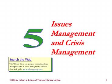 Issues Management and Crisis Management