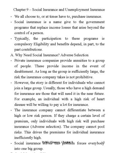 Chapter 9 Social Insurance and Unemployment Insurance